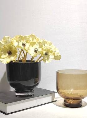 简现代喷色玻花瓶桌面花插装饰家居桌约面茶几软璃装设计1129摆件