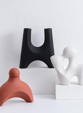 粗陶几何LBZ形客陶瓷简约家居厅售楼处摆设创意设件摆计艺术装饰