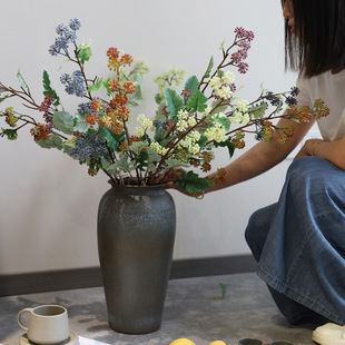 中古风陶瓷花瓶高级感落地摆件客厅装 饰摆设窑变釉水培插花器批发