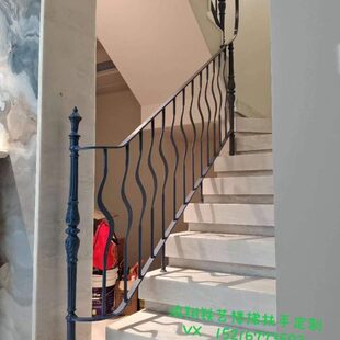 上海铁艺楼梯扶手护栏实木围栏烤漆落地飘窗护栏阁楼护栏扶手