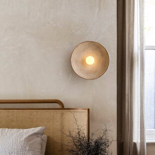 侘寂风壁灯日式复古灯民宿客厅餐厅过道卧室床头圆形禅意装饰灯具