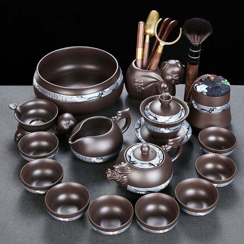 紫砂茶具套装家用整套功夫祥龙茶壶现代简约泡茶杯盖碗茶洗创意