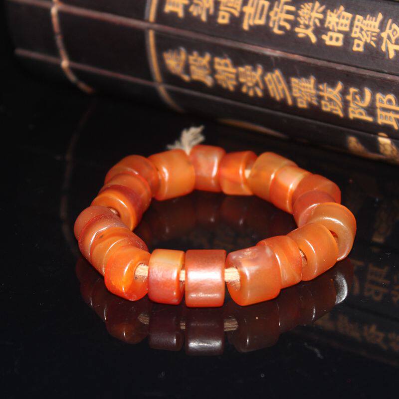直播供应古珠老珠子包浆老玛瑙珠串珠链批发5mm大孔径红玛瑙