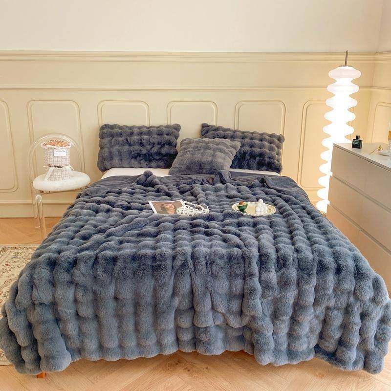 2023新款兔毛绒毛毯冬季加厚珊瑚绒毯子办公室单人午睡毯沙发盖毯