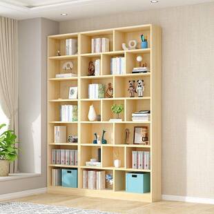 实木书柜架落地儿童置物架收纳架带门家用多层组合格子储物柜