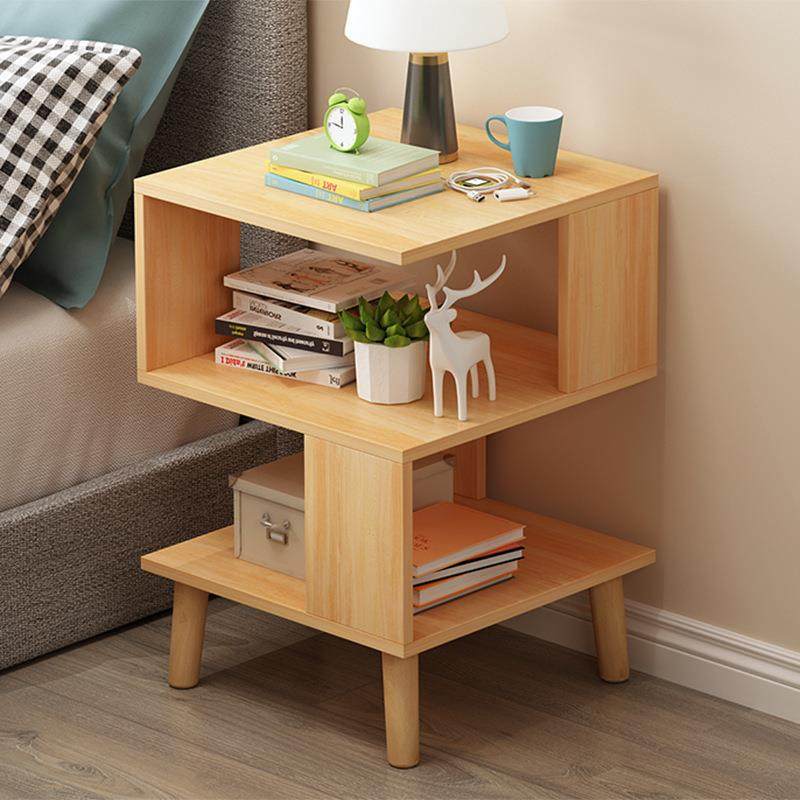 木质床头柜置物架落地式家用卧室实木腿客厅沙发边几收纳架小新品