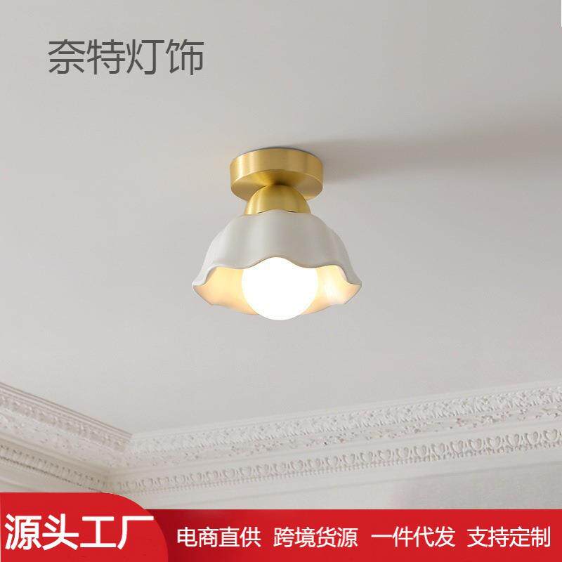 中古奶白色入户灯玄关灯过道灯走廊灯北欧简约设计师宫殿灯吸顶灯
