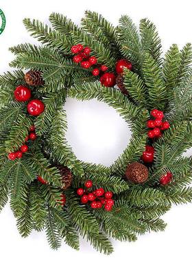 直销户外圣诞装饰搭配仿真藤条50cmPVC尖头混合高档装饰花环