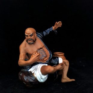 陶瓷鲁智深摆件花插多肉小树老根盆景创意手工花盆笔筒电视柜礼品