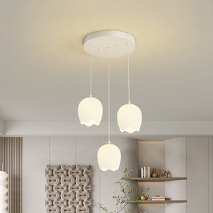 餐厅吊灯现代简约网红流行创意郁金香花朵法式 复古餐桌吊灯2023新