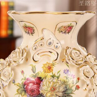 欧式家居装饰品陶瓷花瓶摆件客厅家用茶几干花插花餐桌电视柜摆设