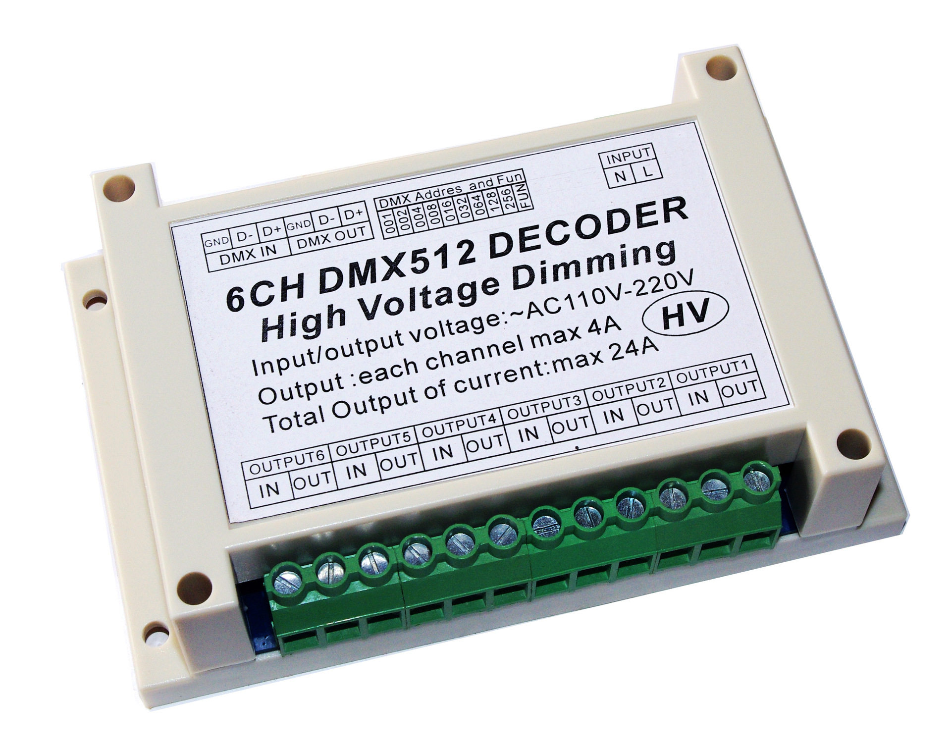 6路 DMX512,220V灯泡6CH可控硅调光数字硅箱 高压白炽灯调光器