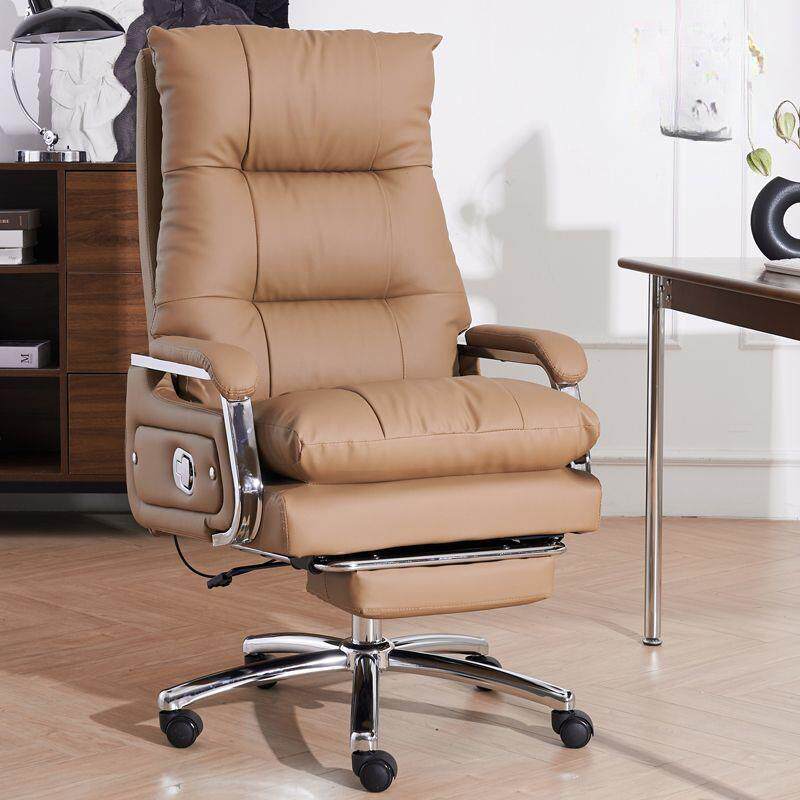 真皮老板椅家用电脑椅舒适久坐办公椅电竞椅书房椅可躺办公室座椅