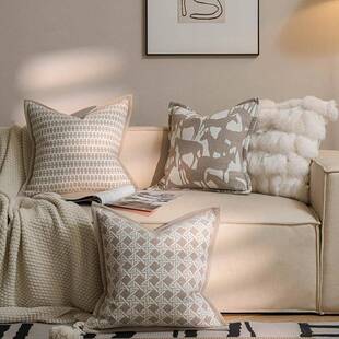 法式奶油风高级感客厅沙发靠垫抱枕现代轻奢样板间靠枕黑白系提花