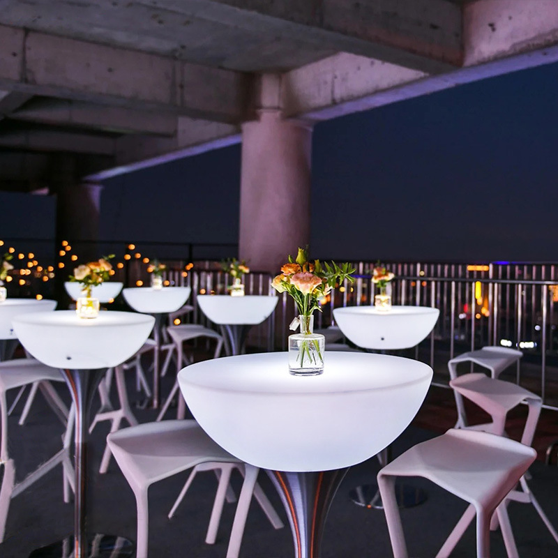酒吧桌椅散台茶几组合户外圆形吧台桌KTV清吧酒馆高脚桌七彩灯光