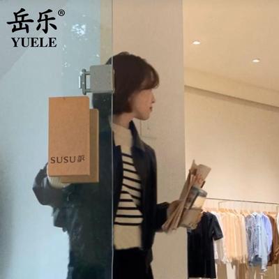 实木玻璃门拉手定制LOGO大门原木刻字把手服装店木门个性创意木