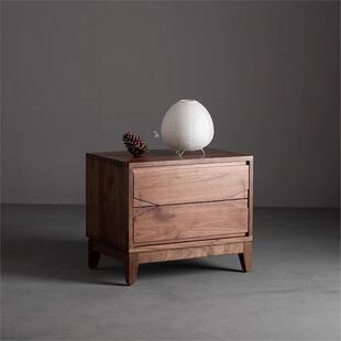 实木床头柜北美黑胡桃原木卧室储物柜日式小户型床边收纳柜床边柜