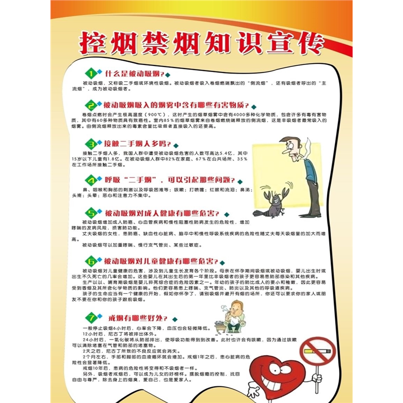 控烟宣传知识海报印制展板写真喷绘贴纸吸烟的危害禁止吸烟