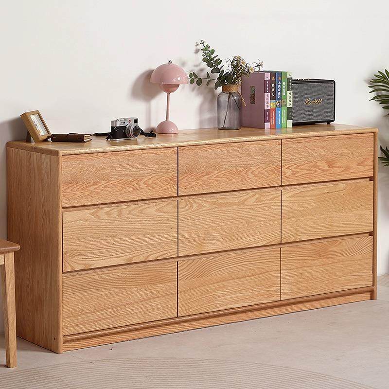 纯实木红橡木九斗柜六斗橱落地电视柜储物柜卧室床尾抽屉收纳1.2