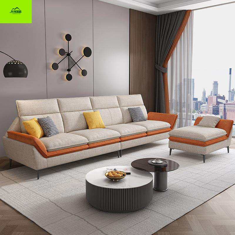 简约现代小户型直排客厅组合拼色可拆洗布艺沙发