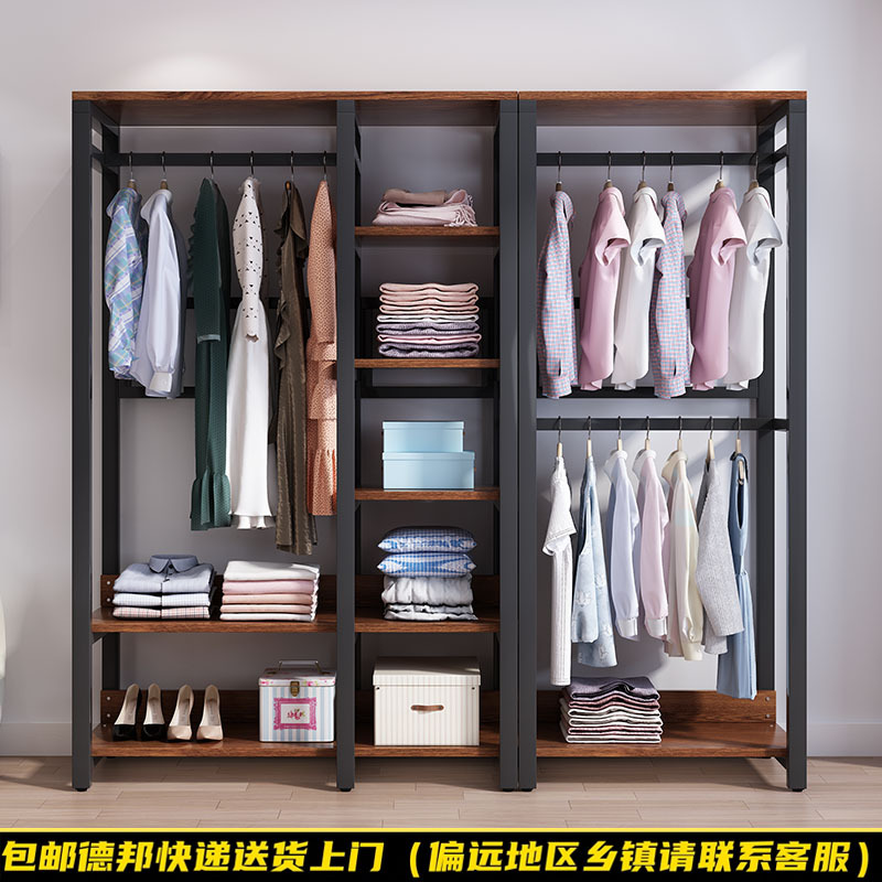 批衣柜简易落地卧室家用金属挂衣柜衣帽间全不锈钢衣帽架子组装衣