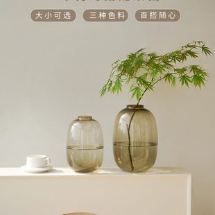 透明玻璃花瓶摆件客厅插花高级感颜值水养雪柳马醉木专用鲜花吊钟