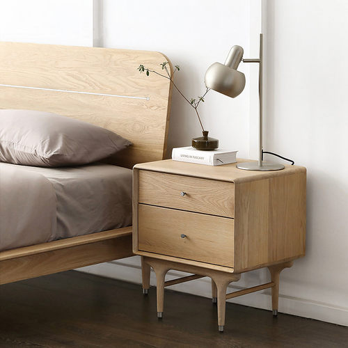 北欧表情NORHOR中古工业风进口/E10系列实木双抽床头柜/橡木黑色