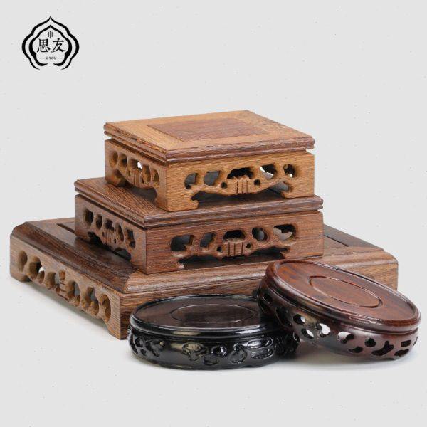 思友 鸡翅木方形实木雕刻香炉托架花瓶摆件仿古镂空底座茶道工艺,家居饰品,香薰炉,淘宝优惠券,粉丝福利购,淘宝优惠卷