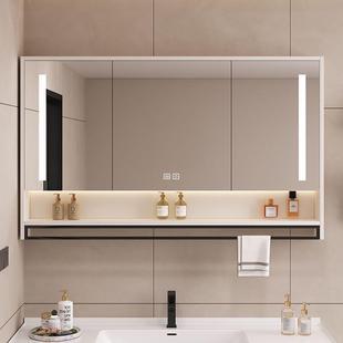 实木智能镜柜单独墙式卫生间浴室镜洗手间梳妆镜置物架镜子带灯