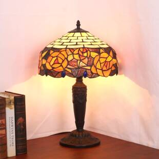 欧式复古温馨卧室床头台灯客厅书房橘色玫瑰设计创意灯