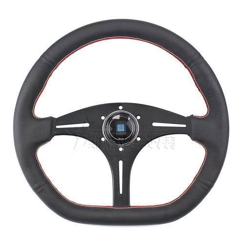 14寸D型汽车改装方向盘ND双线真皮方向盘赛车游戏改装D型转向盘