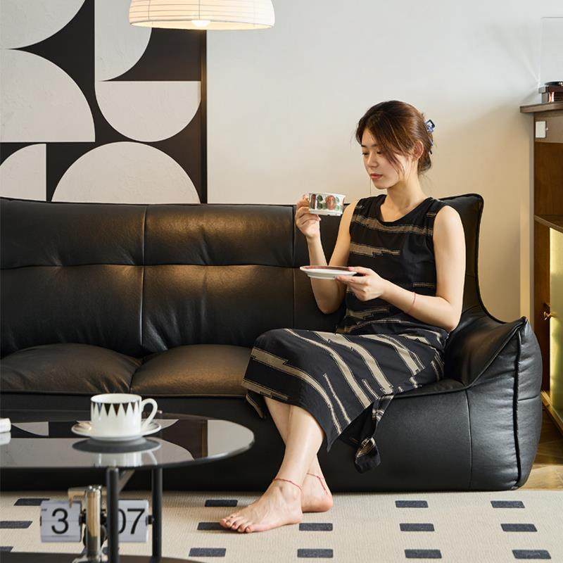 W8黑色懒人沙发双人沙发可睡可躺榻榻米卧室客厅服装店单人沙