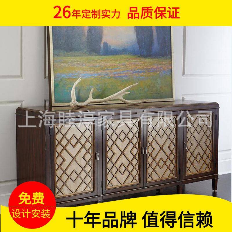 出口新古典美式乡村实木玄关柜餐边柜欧式后现代轻奢储物装饰柜