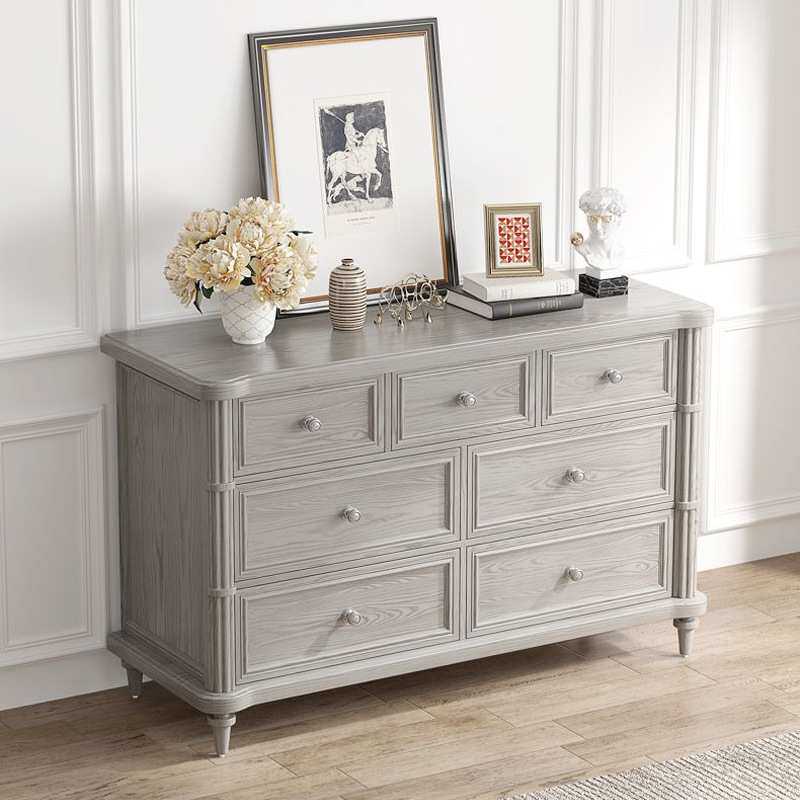 复古灰美式整装斗柜实木家用玄关柜卧室落地储物柜客厅轻奢收纳柜