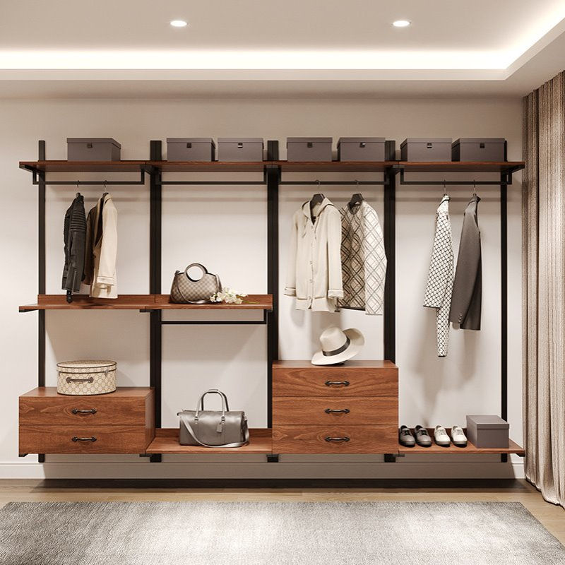 开放式衣柜衣帽间置物架架子悬挂式金属衣架卧室步入式铁艺挂衣架