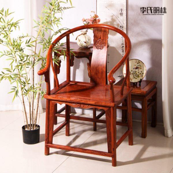 刺猬紫檀花梨木皇宫椅实木圈椅三件套中式禅意太师椅红木休闲椅子