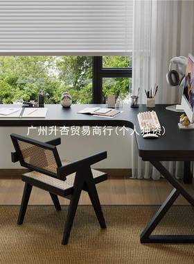C窓3黑色实木转角书桌卧室台式电脑桌l型拐角办公室桌学生家用写