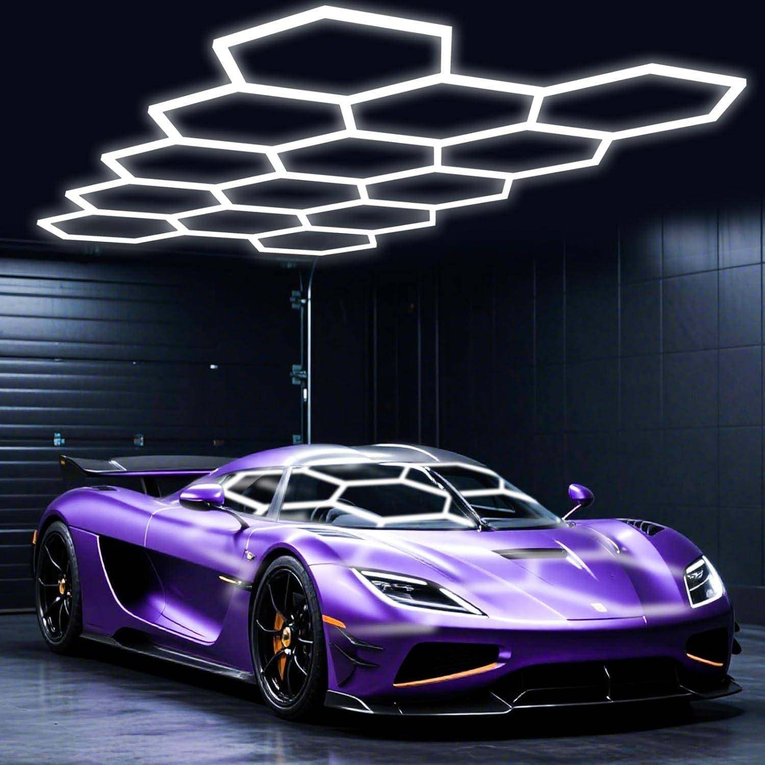 led防水六边形蜂窝洗车灯汽车贴膜汽修车库7孔14孔工位灯