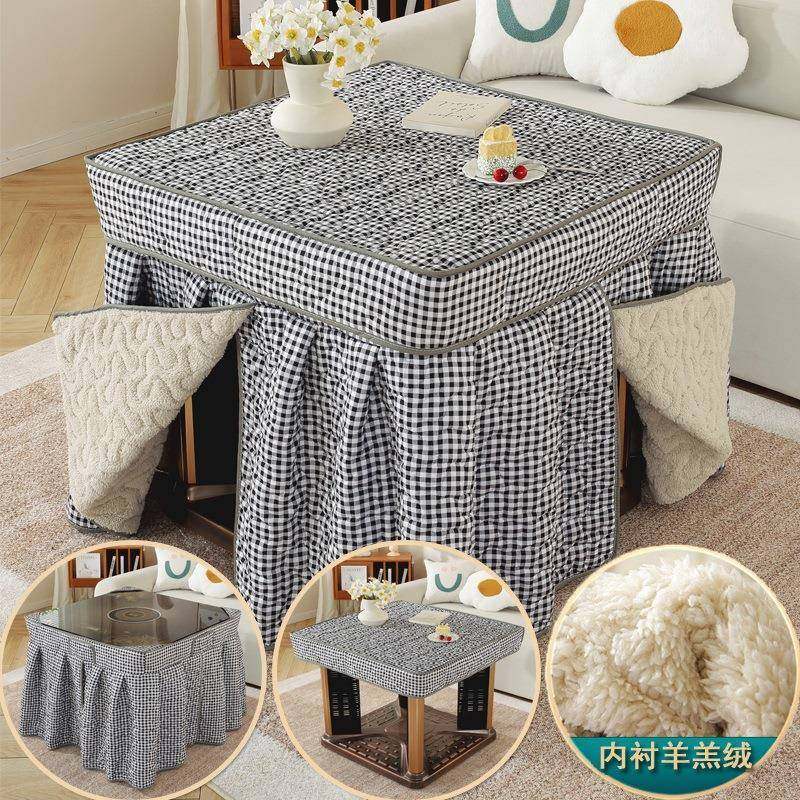 新款加厚加绒电炉罩烤火罩被电烤炉罩子电暖炉套架正方形桌布套罩