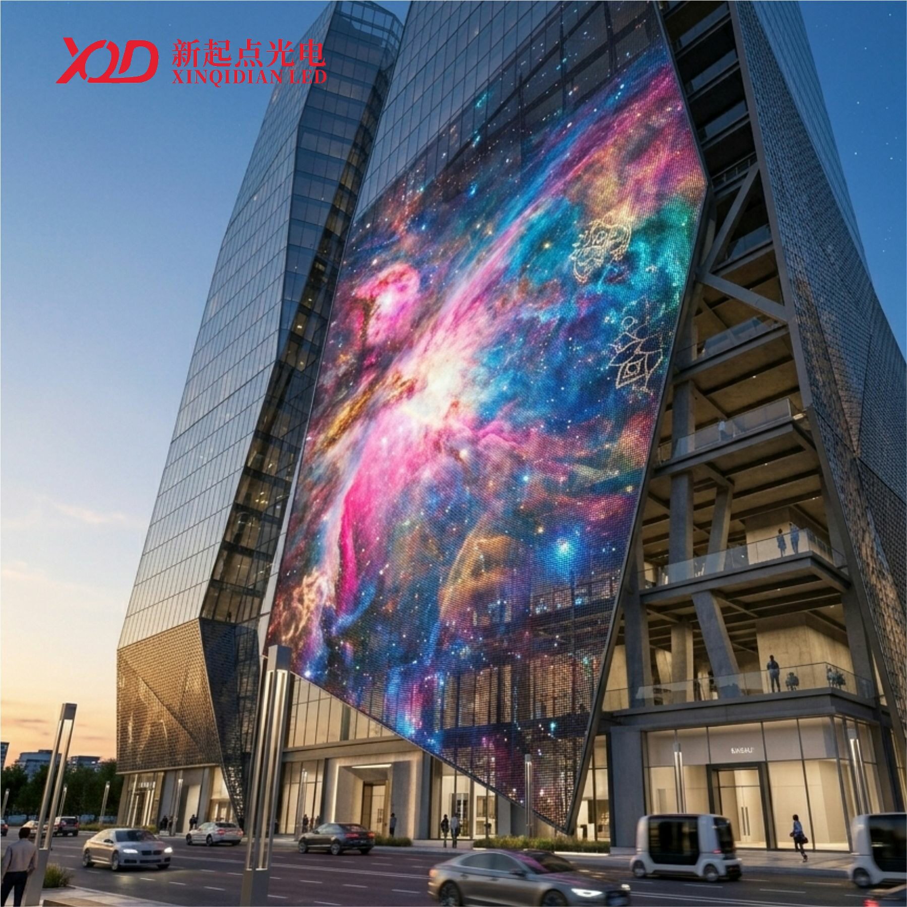 户外防水透明全彩H2020单灯P80柔性LED新媒体像素网格屏厂家批发