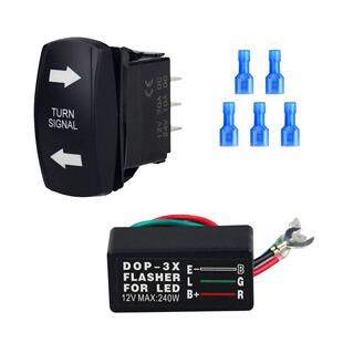 车辆转向信号摇杆开关与闪光器继电器LED开/关/开组合套件带配件