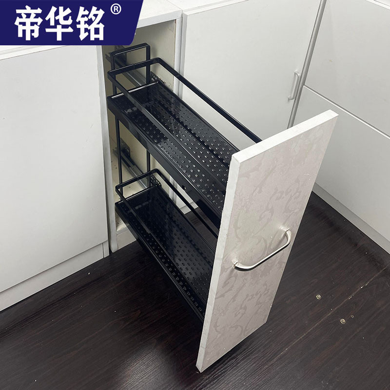 拉篮厨房橱柜夹缝窄侧装调味篮阻尼轨道小户型150柜200柜子
