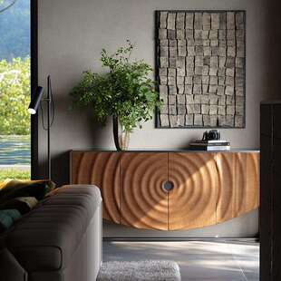 意式轻奢玄关柜全屋搭配涟漪系列天然奢石岩板入户门厅轻奢餐边柜