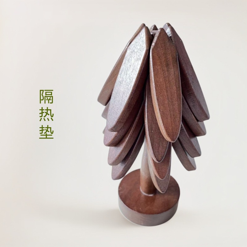 实木一棵树隔热垫餐桌垫胡桃木家用防止烫手锅垫杯垫木质碗垫子