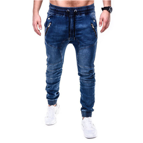Men's Vintage Stretch Cotton Jeans Blue Skinny Jogging Smart