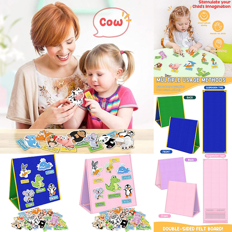 可折叠毛毡板适合学龄前儿童早期学习的故事，双面毛毡故事板，