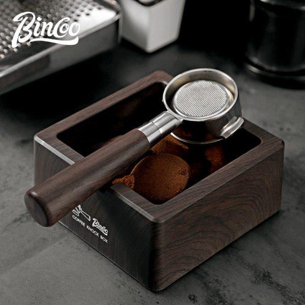 Bincoo咖啡粉渣盒木纹四方意式咖啡机大号咖啡敲渣桶倒渣咖啡器具