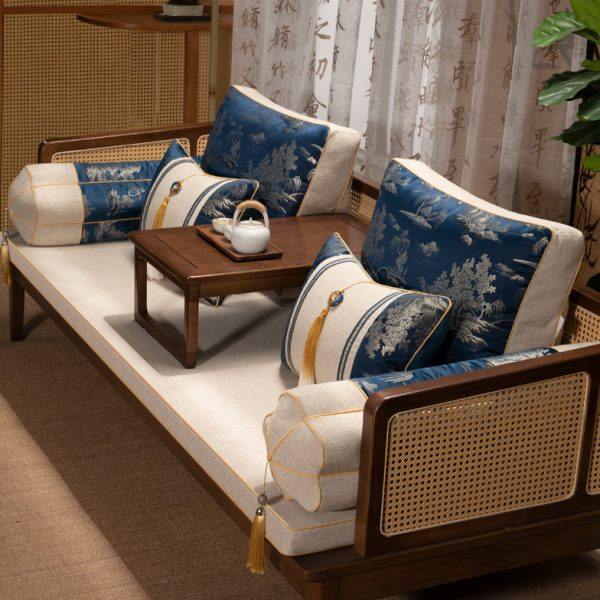 高端罗汉床坐垫中式沙发垫防滑红木坐垫套罩实木家具飘窗垫可定制