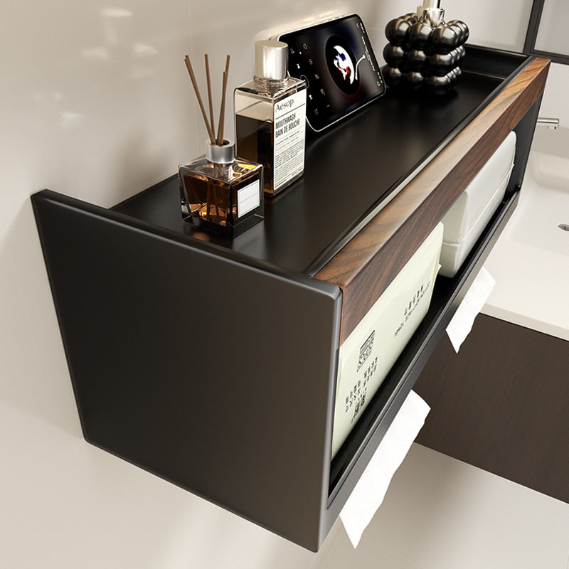 胡桃木中古风纸巾盒酒店高级感卫生间厕所洗手间厕纸置物架免打孔