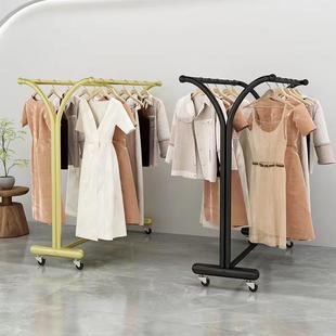 挂衣架带轮 店展示架双排中岛陈列架落地女装 简约服装 架直播间服装